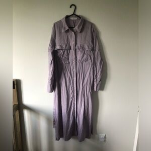 Mango Lavender Long Sleeve Shirt Dress